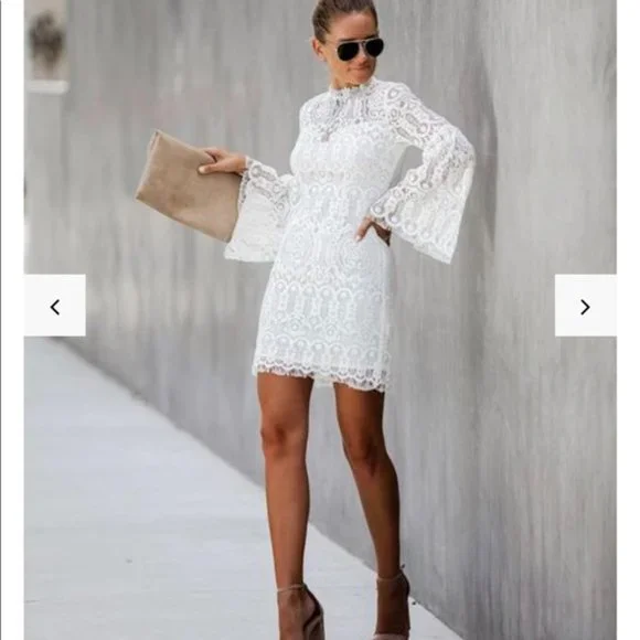 knee length dresses for ladies The Betty Dress in White Chantilly Lace 12 / White Chantilly Lace